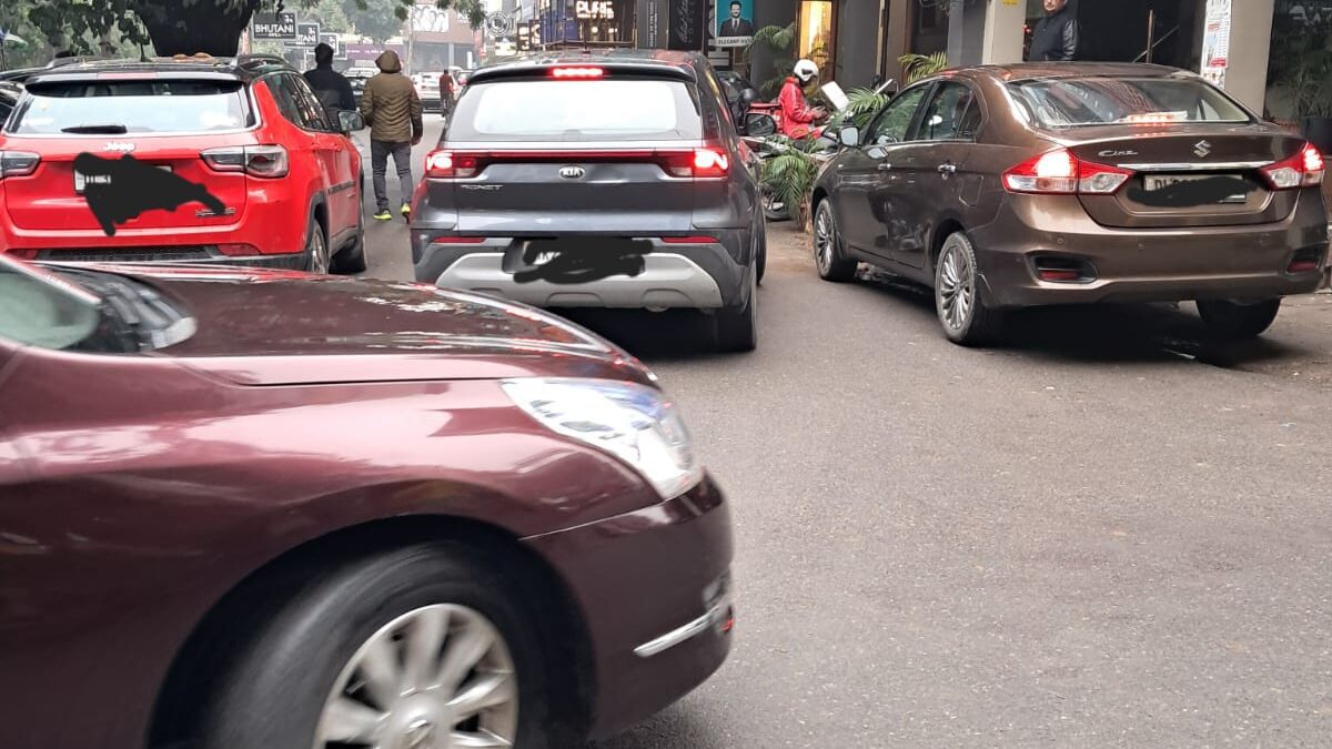 Haphazard Parking, Narrow Walking Space In M Block Market